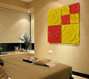 PU 3D trang trí Wall Panel Red / Yellow Rose 600mm * 600mm