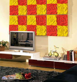 PU 3D trang trí Wall Panel Red / Yellow Rose 600mm * 600mm